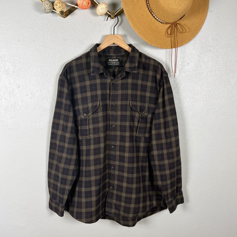 Filson Alaskan Guide Flannel Shirt Plaid Long Sleeve Button Down Size XL - Picture 7 of 7